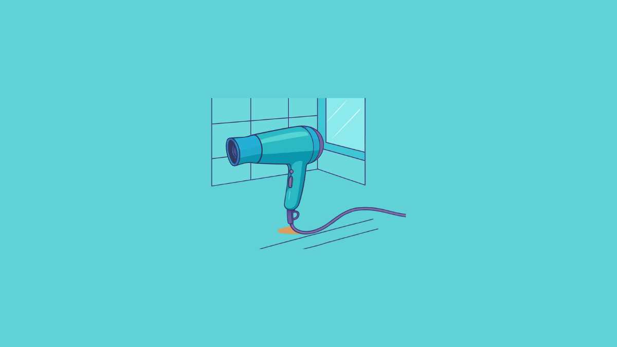 A sleek, modern hair dryer sits on a bathroom counter with natural light, emphasizing efficient hair styling.